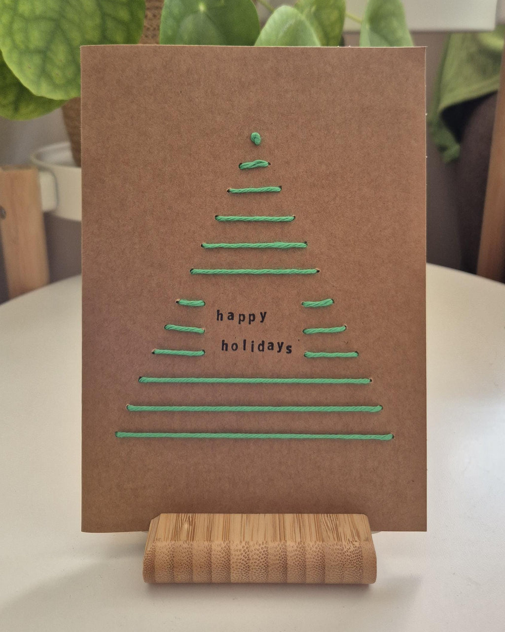 Hand-Stitched Christmas Card – Horizontal Lines Christmas Tree