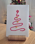 Hand-Stitched Christmas Card – Curvy Lines Christmas Tree with tiny bells