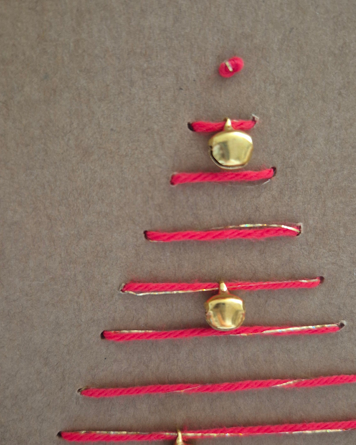Hand-Stitched Christmas Card – Christmas Tree with tiny bells