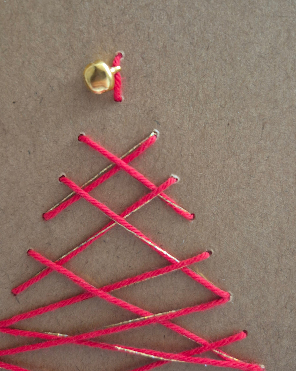 Hand-Stitched Christmas Card – Christmas Tree with tiny bells