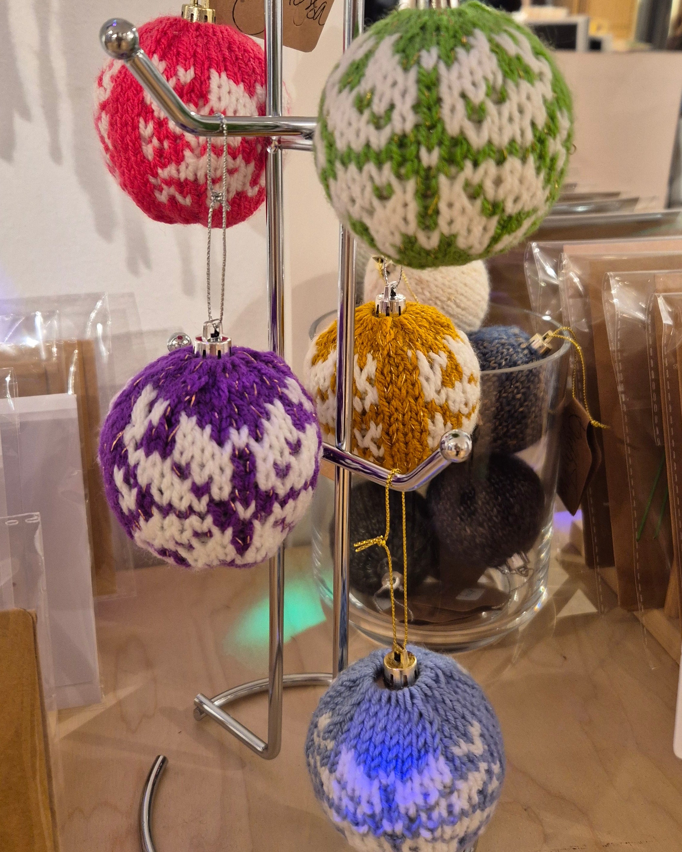 Christmas Tree Knit Baubles -  Snowflakes
