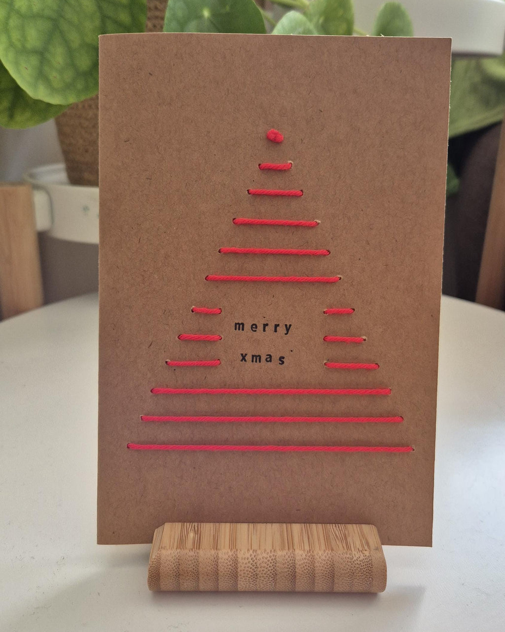 Hand-Stitched Christmas Card – Horizontal Lines Christmas Tree