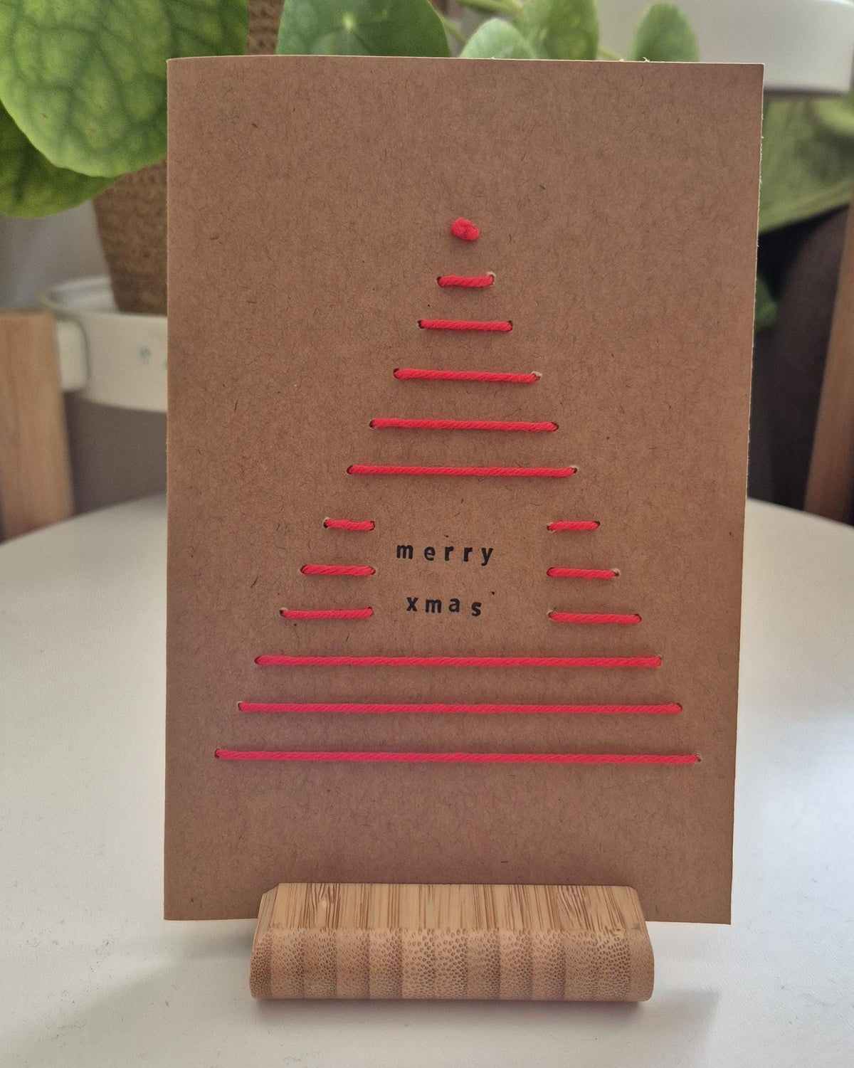 Hand-Stitched Christmas Card – Horizontal Lines Christmas Tree