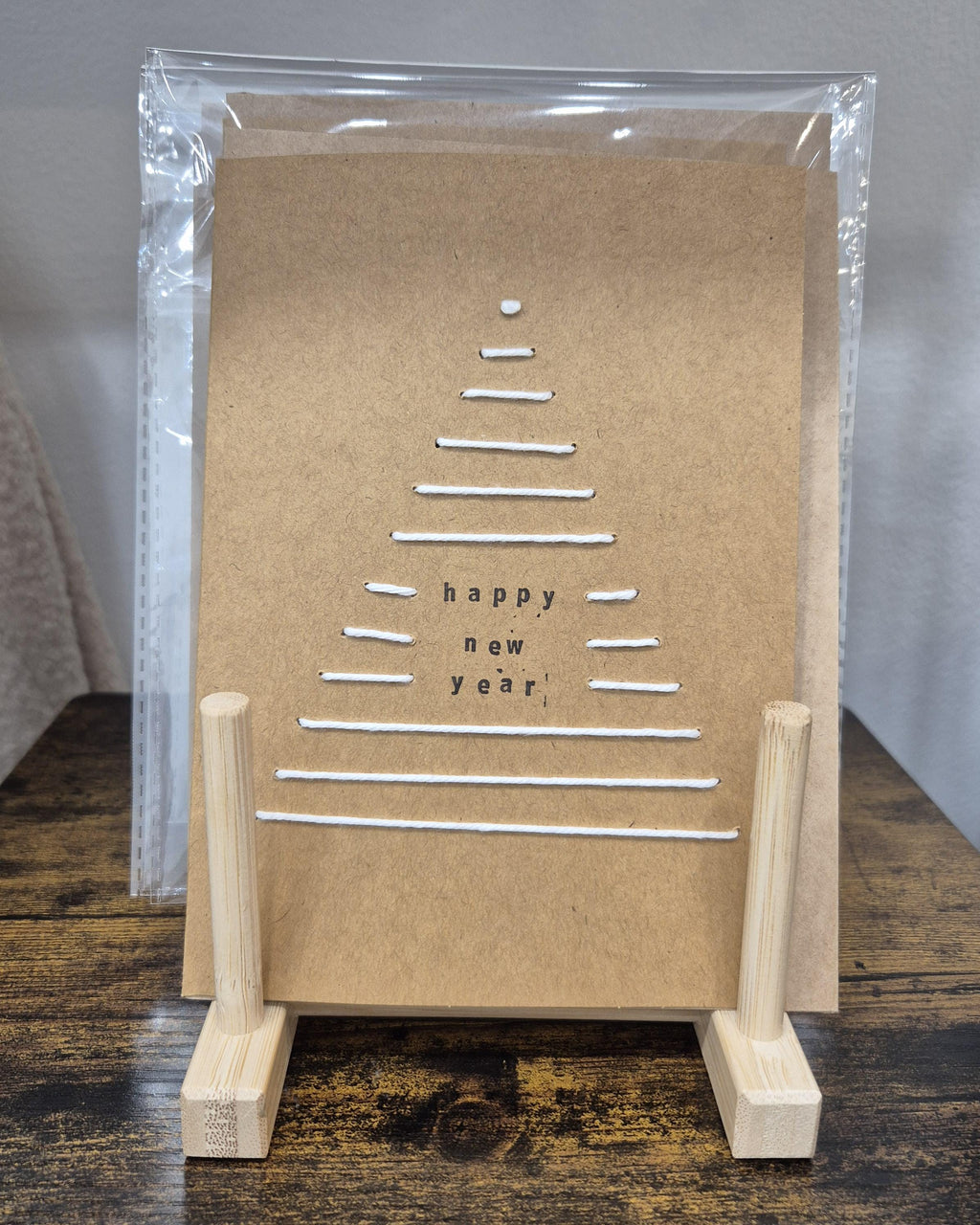 Hand-Stitched Christmas Card – Horizontal Lines Christmas Tree