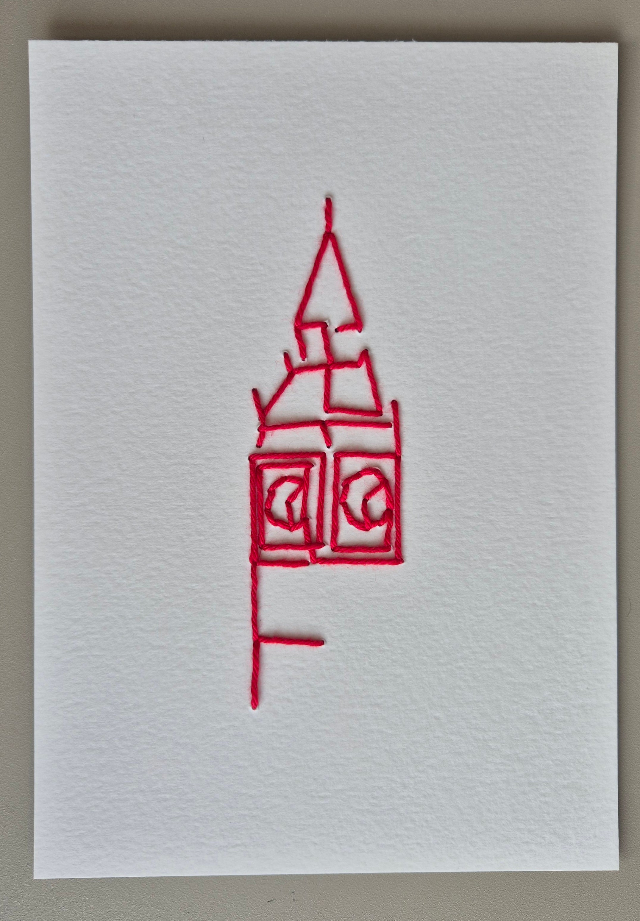 London Themed Handstitched Wall Poster - A5
