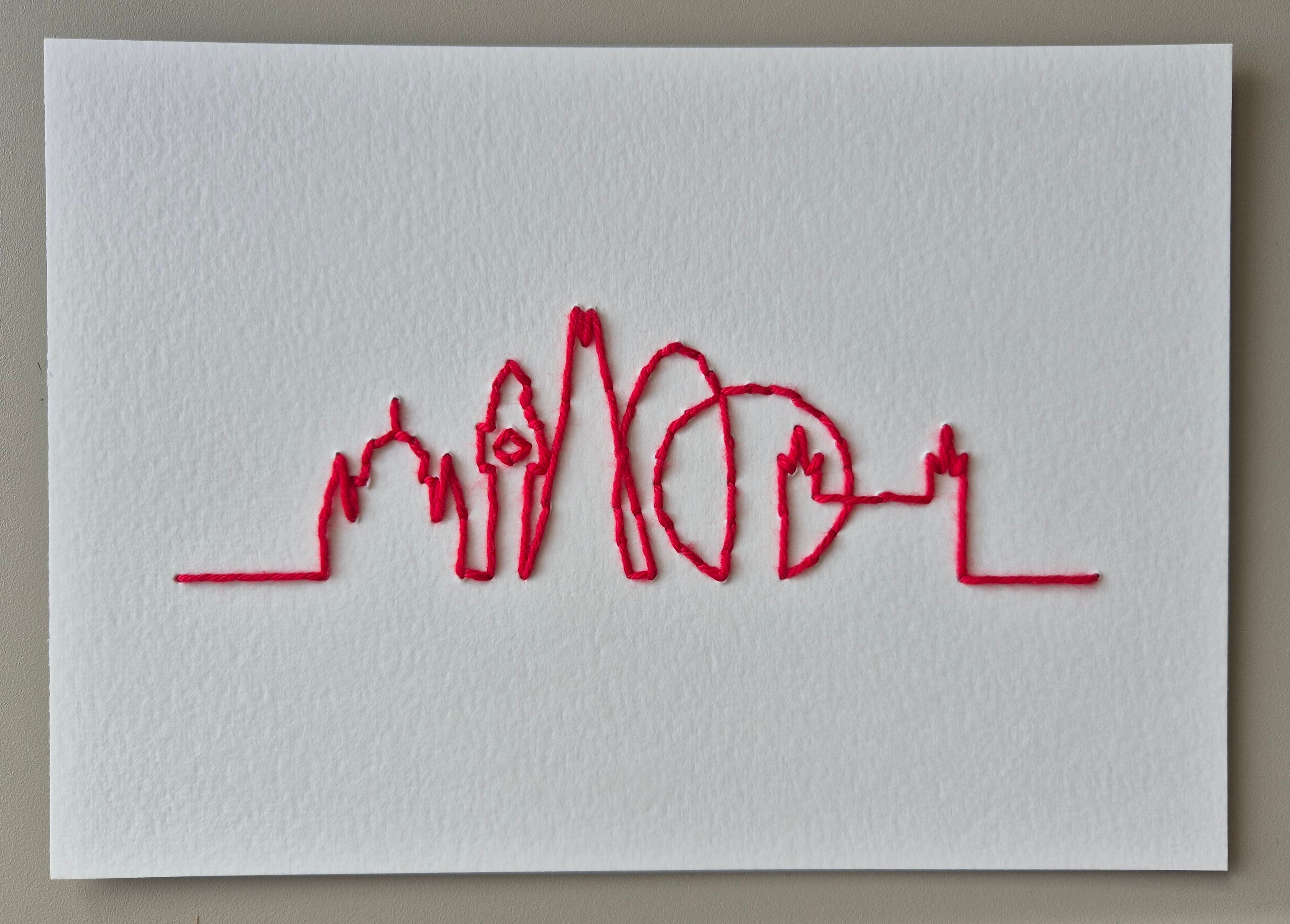 London Themed Handstitched Wall Poster - A5